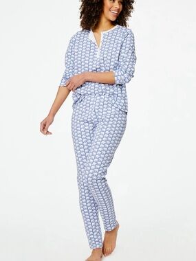 Roller Rabbit Small Hathi Pajamas Blue Elephant-Print Pajama Set Pima Cotton